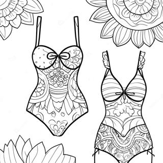 Färgglada Baddräkt Designer Målarbild | Baddräkt målarbild