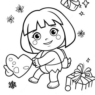 Dora julfärgläggningssida | Dora Jul målarbild