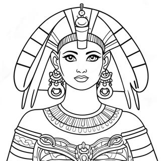 Elegant Cleopatra med Krona Färgläggningssida | Kleopatra målarbild