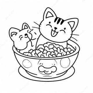 Kattmatsskål färgläggningssida | Kattmat målarbild