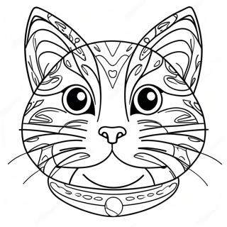 Lekfull kattansikte färgläggningssida | Djuransikte målarbild