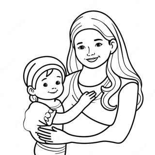 Söt mamma och barn färgläggningssida | Jag älskar mamma målarbild