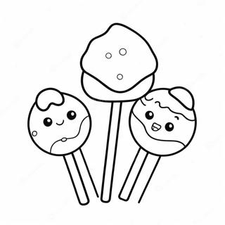 Färgglad Cake Pop-torn färgläggningssida | Tårtpop målarbild