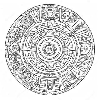 Intrikat Aztekisk Kalender Målarbild | Aztekisk kalender målarbild