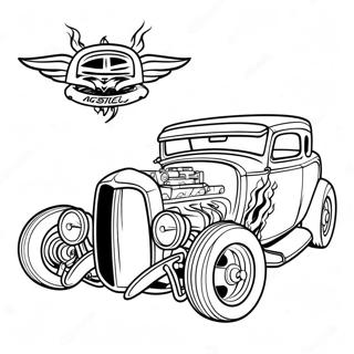 Vintage Hot Rod med Flammor Färgläggning | Hot Rod målarbild
