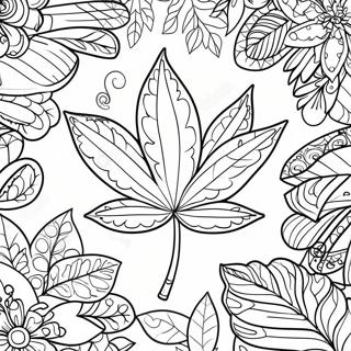Detaljerad Cannabisblad Målarbild | Cannabislöv målarbild
