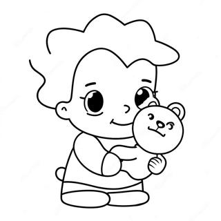Söt Maggie Simpson med en Nallebjörn Målarbild | Maggie Simpson målarbild