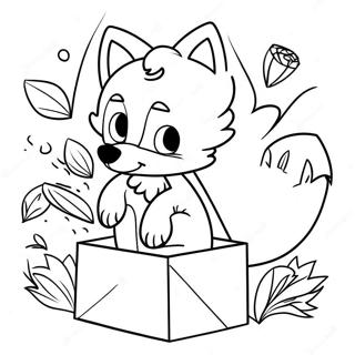Söt Lankybox Foxy med Vänner Målarbild | Lankybox Foxy målarbild