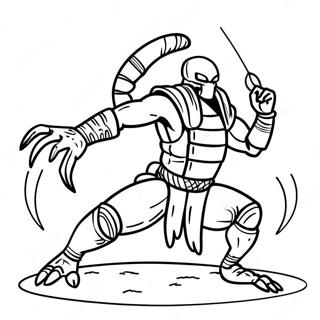 Scorpion i Stridsställning Färgläggning | Mortal Kombat målarbild
