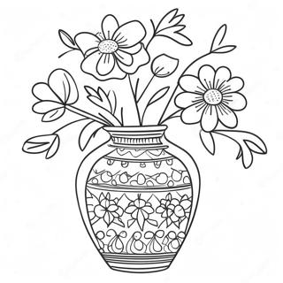 Elegant blomvas färgläggningssida | Blomvas målarbild