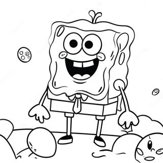 SpongeBob med färgglada ägg färgläggningssida | SpongeBob Påsk målarbild