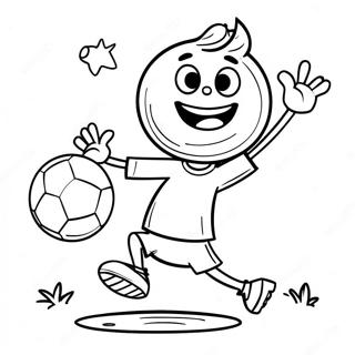 Glad stickman som spelar fotboll färgläggningssida | Pinnfigur målarbild