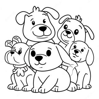 Söt Hundfamilj Färgläggningssida | Hundfamilj målarbild