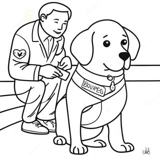 Servicehund i Utbildning Färgläggningssida | Servicehund målarbild