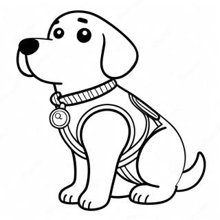 Vänlig Servicehund med Västen Färgläggningssida | Servicehund målarbild