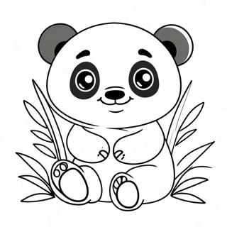 Söt Kawaii panda med bambu färgläggningssida | Kawaii Panda målarbild