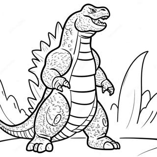 Realistisk Godzilla färgläggningssida | Realistisk Godzilla målarbild