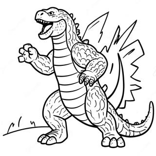 Godzilla som ryter vilt färgläggningssida | Realistisk Godzilla målarbild