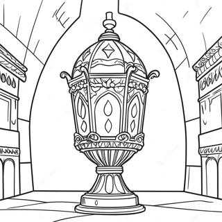 Gyllene ljusstake från Salomos tempel färgläggningssida | Salomos Tempels Möbler målarbild