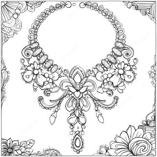 Elegant halsband färgläggningssida | Halsband målarbild