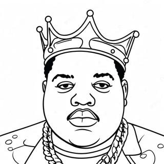 Biggie Smalls med krona färgläggningssida | Biggie Smalls målarbild