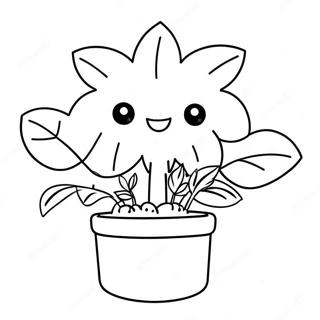 Kawaii växt färgläggningssida | Kawaii Växt målarbild