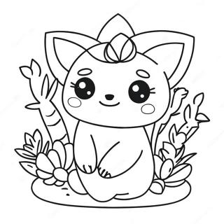 Söt saftig Kawaii färgläggningssida | Kawaii Växt målarbild