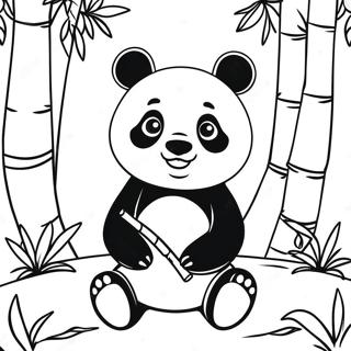 Söt panda i en bambuskog färgläggningssida | Kina målarbild