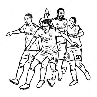 LAFC-spelare i aktion färgläggningssida | LAFC-logotyper målarbild