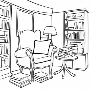 Mysig Lästund i Biblioteket Målarbild | Bibliotek målarbild