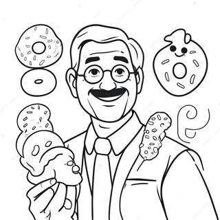 Glad Pappa och Donuts Färgläggningssida | Donuts med pappa målarbild