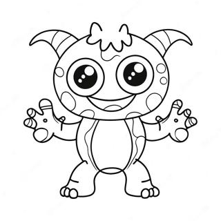 Roligt Sött Monster med Stora Ögon Målarbild | Söt Monster målarbild