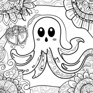 Läskig Halloween Zentangle spöke målarbok | Halloween Zentangle målarbild
