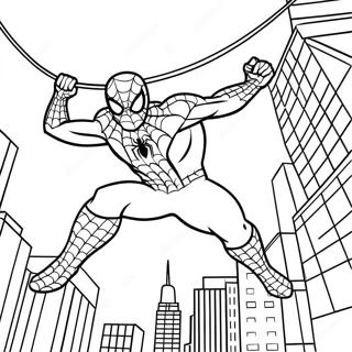 Spiderman 2 svänger genom staden målarbild | Spiderman 2 målarbild