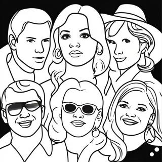 Popmusikstjärnor färgläggningssida | Popmusikstjärnor målarbild