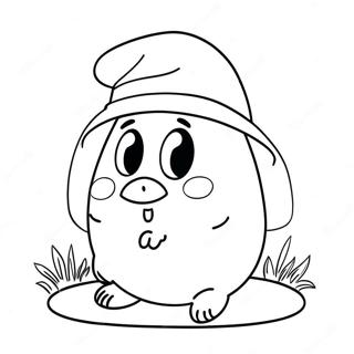 Söt Pou med hatt färgläggningssida | Pou målarbild