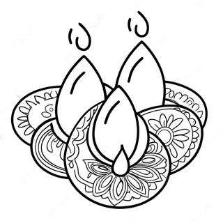 Färgglada Diwali diyas färgläggningssida | Diwali målarbild