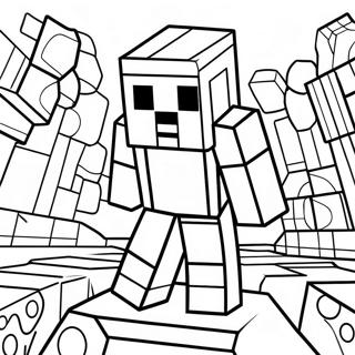 Skrämmande Minecraft Entitet 303 i mörkret målarbok | Minecraft Enhet 303 målarbild