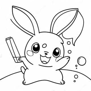 Söt Raichu som leker med vänner färgläggningssida | Raichu målarbild