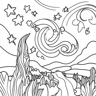 Stjärnfull natt himmel färgläggningssida | Stjärnig Natt målarbild