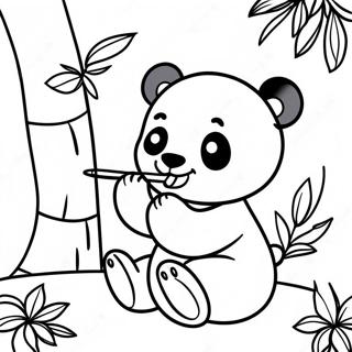 Söt panda som äter bambu målarbok | Panda för vuxna målarbild