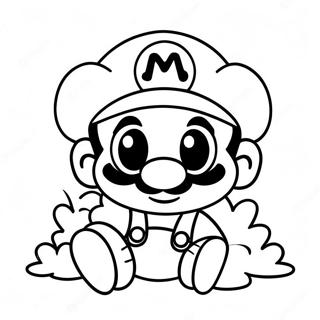 Söt baby Mario med hatt målarbok | Baby Mario målarbild
