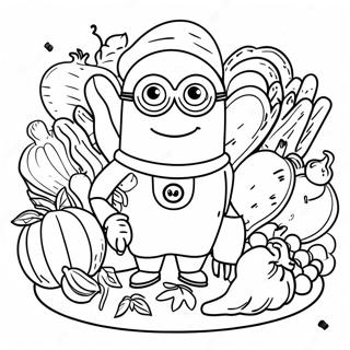 Minion Thanksgiving-fest färgläggningssida | Minion Thanksgiving målarbild