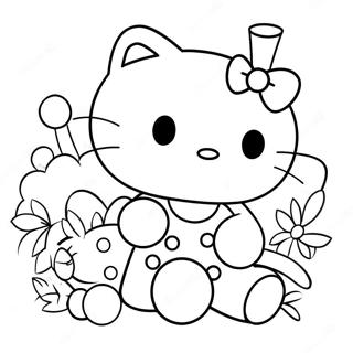 Hello Kitty med vänner färgläggningssida | Sanrio Anime målarbild