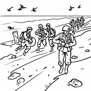 D-Dag Soldater Landar på Stranden Målarbild | WW2 D-Dagen målarbild
