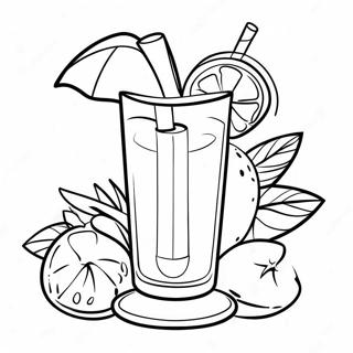 Tropisk Cocktail med Fruktgarnering Målarbild | Cocktail målarbild