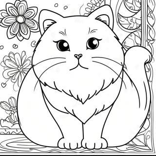 Persisk katt färgläggningssida | Persisk Katt målarbild