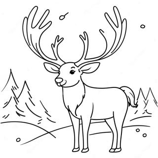 Elegant Ren i Snön Färgläggningssida | Ren för Vuxna målarbild