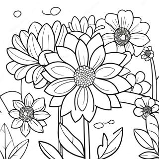Vacker dahlia trädgård målarbild | Dahlia målarbild