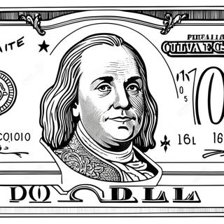 Detaljerad 100 Dollar Sedel Målarbok | 100 Dollar Sedel målarbild